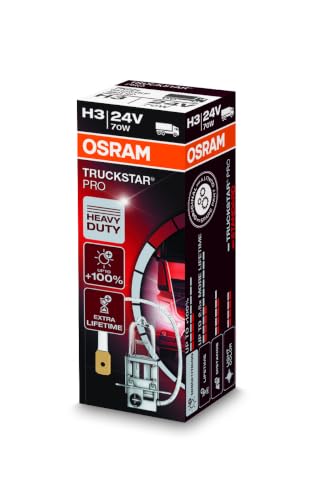 OSRAM TRUCKSTAR PRO H3, halogen headlight lamp, 64156TSP, 24V truck lamp, folding box (1 lamp)