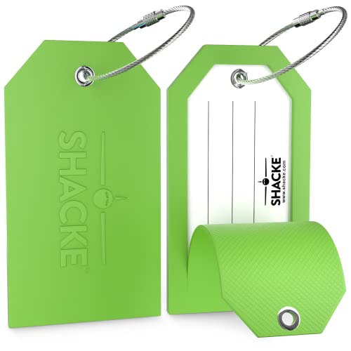 Shacke 2 Luggage Tags for Suitcase and Luggage w/Metal Loop