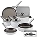 Farberware Designs Nonstick Cookware Pots and Pans Set, 16 Piece, White Marble