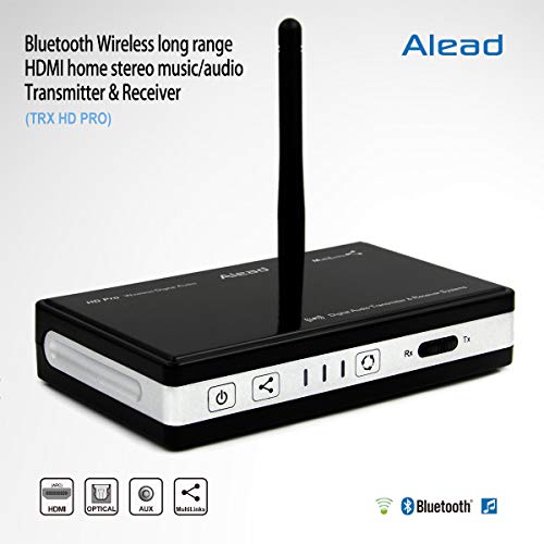 Alead TRX HD Pro Bluetooth Wireless Stereo Audio Transmitter and Receiver (A2DP), Long Range, Optical, HDMI, aux Audio. D/A Audio Converter, HDMI Audio Extractor, for TV, Home Theater, Headphone