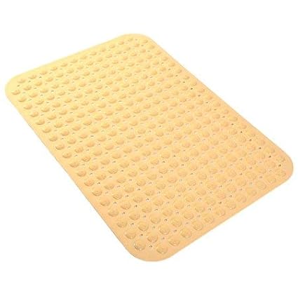 LifeKrafts PVC Anti Slip Bath Mat with Suction Cup, 90x58cm (Cream)