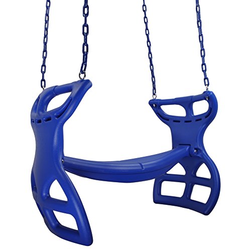 Swing Set Stuff Inc. Glider with Coated Chains & SSS Logo Sticker Playground Attachment, Blue - Thumbnail 5