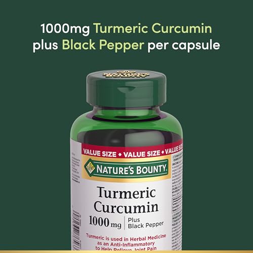 NATURE'S BOUNTY Turmeric Curcumin Plus Black Pepper, 1000 mg, Anti-inflammatory, Capsules, 108.9 g