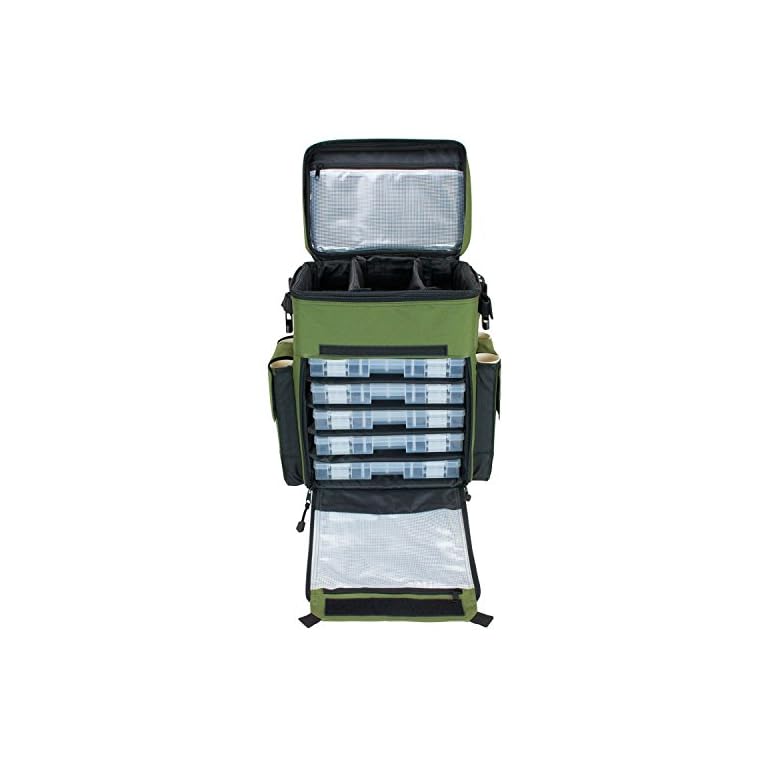 Elkton Outdoors Rolling Tackle Box Green / L 15.7 x W 9.6 x H 18.5