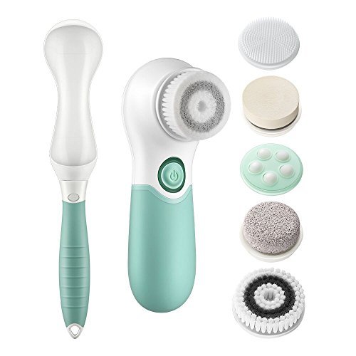 Facial Cleansing Brush, 7-in-1 Waterproof Portable Wireless Charging Cleaning brush with 2 Speed Settings for Skin Care (Green) - Thumbnail 7