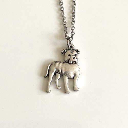 Stocky Pitbull Terrier Dog Necklace - Natural Ears - Pit Bull Dog Breed Jewelry - Gift for Dog Lover