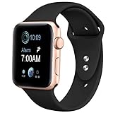 Rabini Compatible with Apple Watch Band 44mm 42mm, Replacement Accessory Sport Band for iWatch Apple Watch Series 5, Series 4, Series 3, Series 2, Series 1, Black, M/L