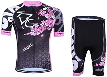 GUSCCI Women's Flowers Sakura Dress Quick-Dry Short Sleeve Cycling Jersey 3D Padded Short Set Devil