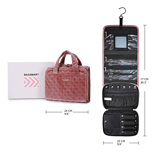 BAGSMART Velvet Hanging Jewelry Organizer Roll with Hook Foldable