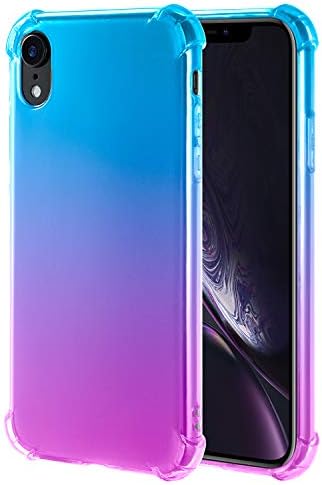 iPhone Xr Case Crystal Clear Slim Colorful Gradient Flexible Soft TPU Protective Cover Case Reinforced Corners Bumper Case Compatible Apple 6.1 inch Xr 2018 Release - Blue Purple