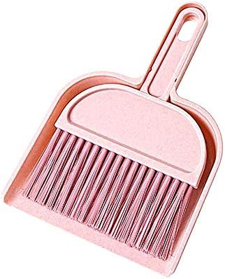 Oppinty Small 2-Piece Set 20Cm Desktop,Cleaning Brush,Dust Cleaner Broom Table Corner,Soft Sweeping Broom,Laminate Floor Sweeper - Nylon Plastic Pink