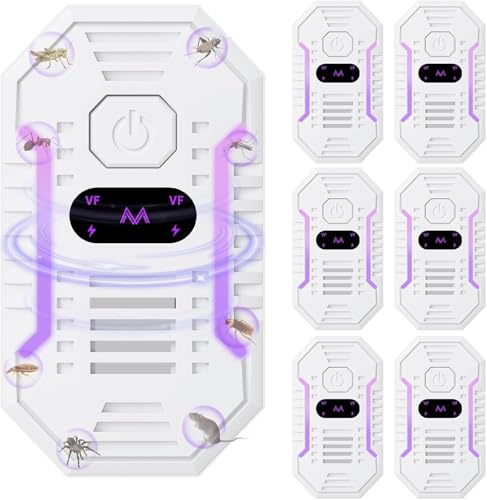 Gecool 6 Pack Ultrasonic Pest Repeller with 4 Modes, Safe for Kids, Pets & Indoor, Powerful Wide Frequency to Repel Mice, Rats, Roaches, Mosquitoes, Ants, Spiders & Moths