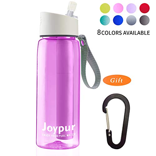 joypur Portable Water Bottle with Filter, Camping Filter Water Bottle for Travel Hiking Backpacking, 0.01 Micron Water Purifier Bottle Straw, Emergency Water Filter Bottle 24 Oz Leakproof