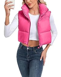 Cityork Women's Winter Crop Vest Puffer Lightweight