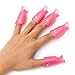 10Pcs Plastic Acrylic Nail Art Polish Remover Wrap Cleaner Superior Gel nail clips Cap Tool-Pink