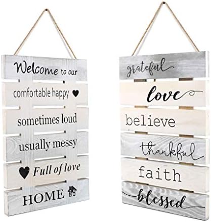 Vintage Stable Wood 2 Sides Printing Inspirational House Kitchen Farmhouse Wall Decor Indicators-Welcome to Our Home Religion Love Quotes Indicators