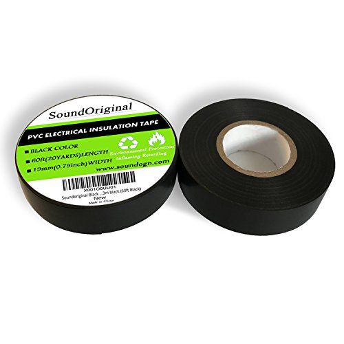 image for Soundoriginal Black Electrical Tape 10 Pack 3/4-Inch by 60 Feet, Volta