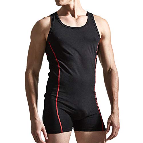 Alalaso Men Sleeveless One-Piece Bodysuit Jumpsuit Boxers Leotard Sports Singlet Lounging Underwear