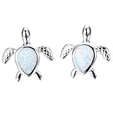 Adeser Jewelry Womens White Opal New Years Best Friend Party 925 Silver Turtle Earrings Studs for girls