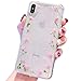 KESTAR Flower Case for iPhone 8 Plus/iPhone 7 Plus, Soft Clear Flexible TPU Rubber Real Dried Flowers Case Glitter Floral Cover for iPhone 7 Plus/8 Plus (Pink Flower Frame)