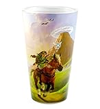 The Legend Of Zelda : Breath of the Wild Pint Glass - Novelty Drinking Glasses Kids Gifts Toys Yong Link Fan Video Games (Nintendo Switch), 16 OZ