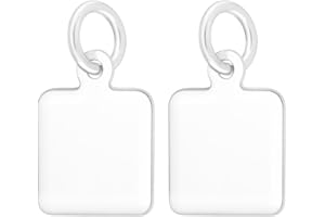 BENECREAT 2Pcs 925 Sterling Silver Blank Rectangle Charms, 0.35×0.28 Inch Stamping Tags Engravable Charm, Blank Tag Pendants 