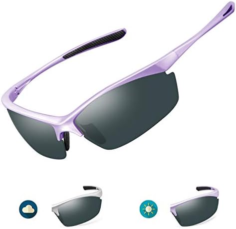 IALUKU Sports Polarized Sunglasses Mens Womens Cycling Photochromic Frame Glasses