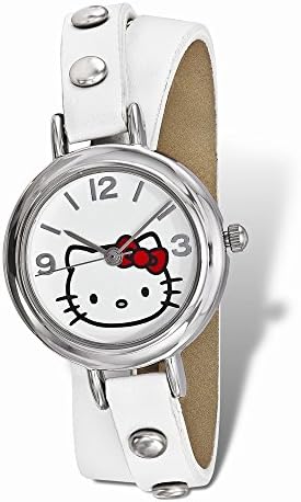 Hello Kitty Alloy Case White Faux Leather Wrap Watch