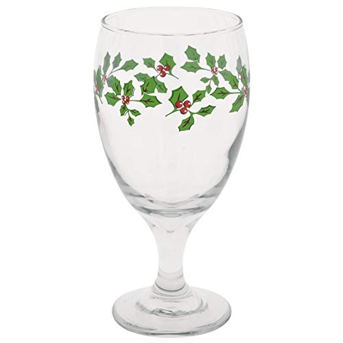 Water Goblets Set of 6-16.25 oz. USA MADE! Impressive, Durable, Multi Purpose Glasses: Ice Tea, Beer, Sangria, Cocktails Great for Christmas & Daily Use. Adorned with Holly Leaves & Berries((6) - Thumbnail 3