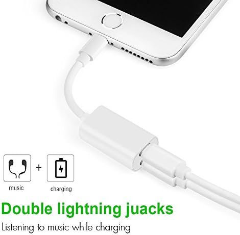 iPhone 7 Adapter &amp; Splitter, Wesoo Dual Lightning Headphone Audio &amp; Charge Adapter for iPhone 7 / 7 Plus, iPhone 8 / 8 Plus, iPhone X
