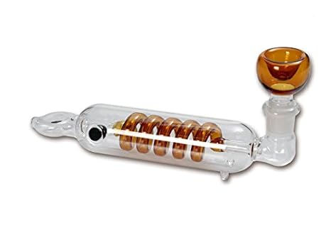 smokerSFinest Glaspfeife mit Kühlspirale 180 mm Gold #SF