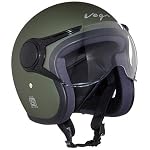 Vega Jet ISI DOT Certified Matt Finish Open Face Helmet for Men and Women with Clear Visor(Dull Army Green, Size:L)