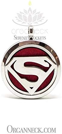Organneck 'Superman' Serenity Locket for Essential Oil Diffuser Necklace 30mm