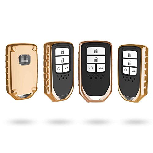 QIAOBA TPU Fall Car Key Soft Plating Protection Shell Case Cover for Honda (Gold)