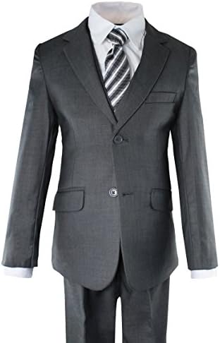 Toddler Boys' 5 Piece Slim Fit Formal Dress Suit Set with Tie and Vest