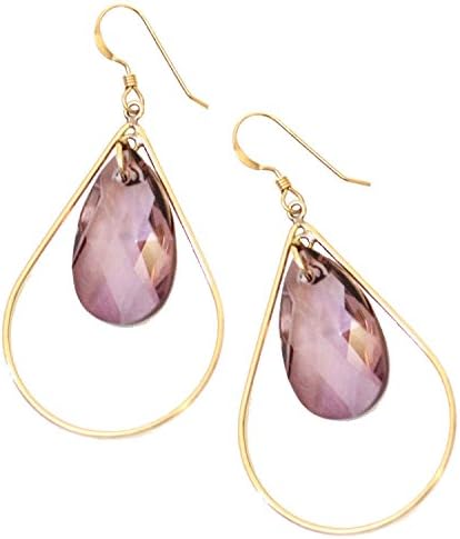 SELFIE Swarovski Crystal Earrings | Dangle Drop | Lightweight | Teardrop | Dangling | 14K Gold Filled | Hypoallergenic | Unique Gifts for Her | Women Jewelry