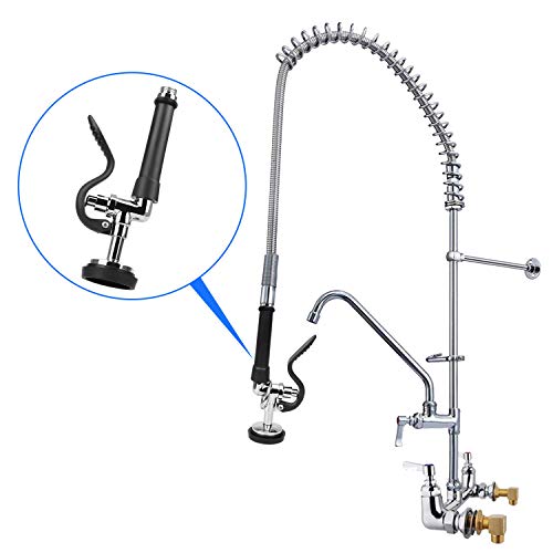 Pre Rinse Spray Valve with Handle Grip Assembly for Commercial Kitchen Faucet COOLWEST High Pressured Commercial Sink Sprayer Nozzle Head Replacement Part Chrome Polished(Black)