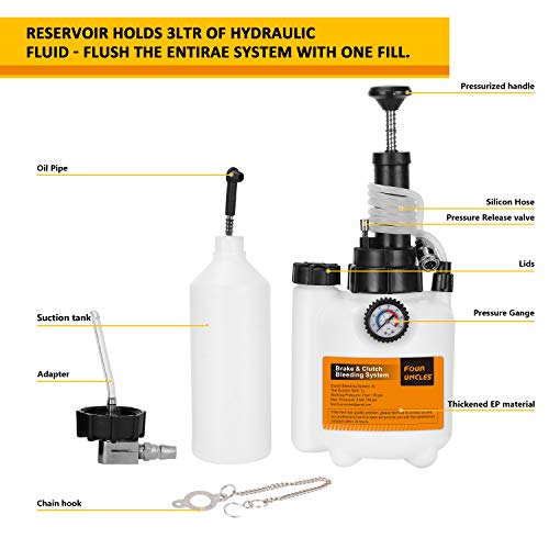 FOUR UNCLES 3L Manual Brake Bleeder Set, Hand Fluid Compressed Air