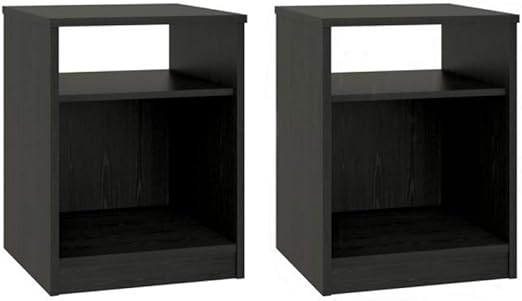 Amazon Com Mainstays Nightstand Features Open Top Shelf And Bottom Cubby Set Of 2 Black Oak Finish Free Furniture Cleaning Cloths Kitchen Dining