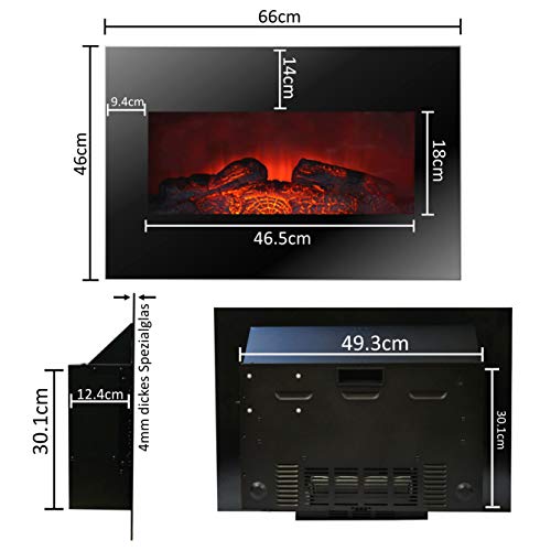 JUNG MEMPHIS Elektrokamin mit Heizung, Wandkamin mit 1800W, LED