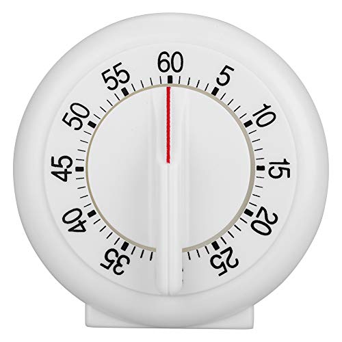 Lwuey Kitchen Timer Manual, 60 Minutes Round Shape Timer Cooking Ring Mechanical Counter Alarm Clock Wind Up Timers Home Egg Baking Steaming Visual Countdown Teacher Exercising Meeting White