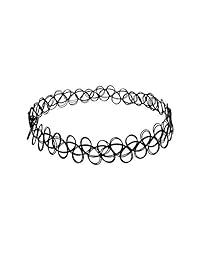 JANE STONE Choker Black Stretch Gothic Tattoo Henna Necklace (Black)