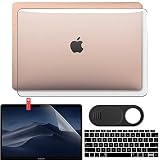 GMYLE MacBook Air 13 Inch Case 2018 Release A1932 with Touch ID Retina Display New Version Bundle, Plastic Hard Shell, Keyboard Cover, Privacy Webcam Cover Slide, Screen Protector Set, Crystal Clear