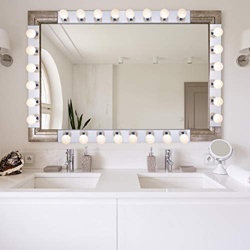 Dysmio Lighting Four Light Vanity Strip - Hollywood Style Mirror Fixture with Chrome Plates - Salon-Grade Accessories for Bedroom, Bathroom, Dressing Room, Makeup Studio - 24 x 4.25 Inches - Set of 2