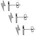 Small Stainless Steel Lightning Bolt Stud Earrings, 3/8 inch