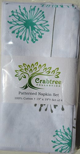 Crabtree Collection Gray Dandelion Cotton Cloth Napkins Turquoise/Gray Dandelion (Set of 4)
