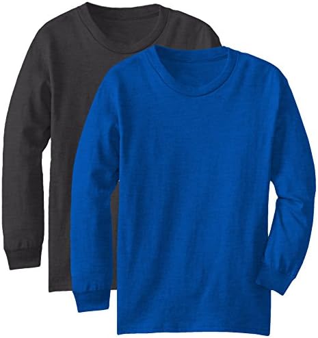 Regular Fit Youth Long Sleeves Cotton TShirt - Boys Girls 7-16 Yrs Old - Pack Deal