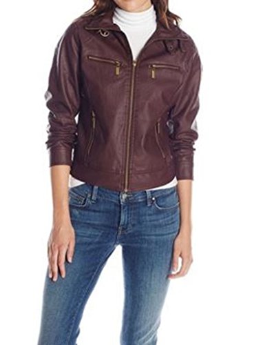 Leather Planet Women's Lambskin Leather Bomber Biker Jacket XX-Large Maroon
