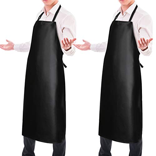 Gotega Waterproof Rubber Vinyl Apron Adjustable Dishwasher Apron - Apron for Women Men Heavy Duty Work Apron