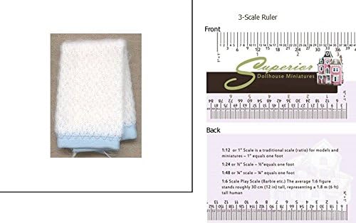 Dollhouse Miniature Baby Blanket 1 Pc White/blue